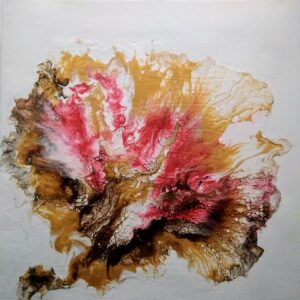 Table basse blanc rose et or