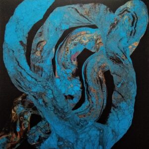 Table basse turquoise bronze noir
