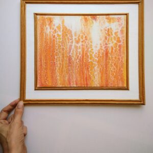Tableau encadré or orange et blanc 1