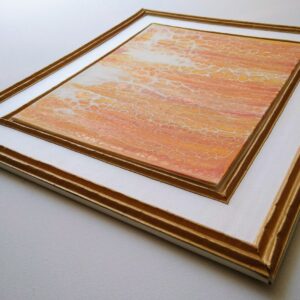 Tableau encadré or orange et blanc 3