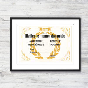 Cadre Poster Diplome de la meilleure maman du monde